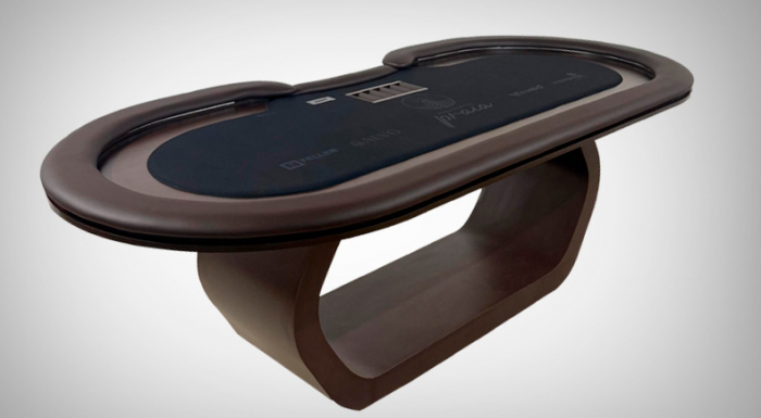 Mesas de Poker Luxo para 9 Lugares Marrom com Pista Tabaco - L20